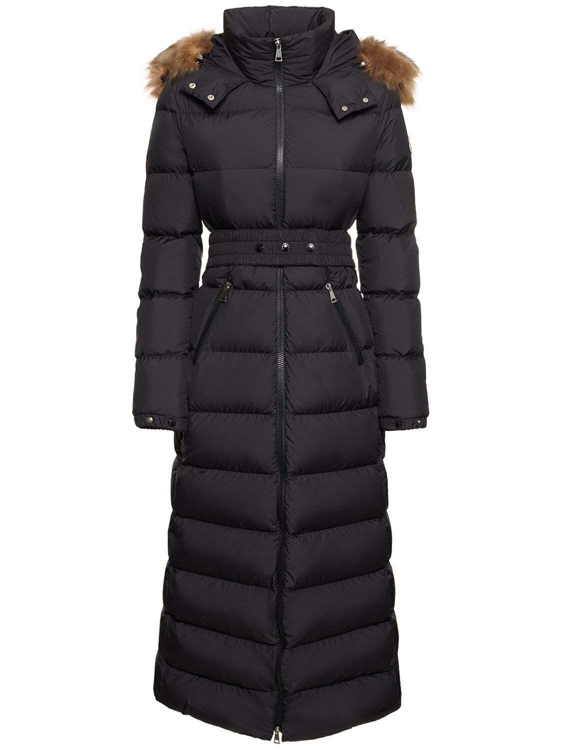 Shop Moncler Fudson Long Tech Down Jacket In Black