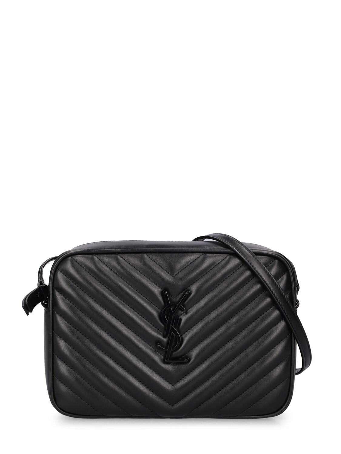 Shop Saint Laurent Medium Lou Leather Camera Bag In Black