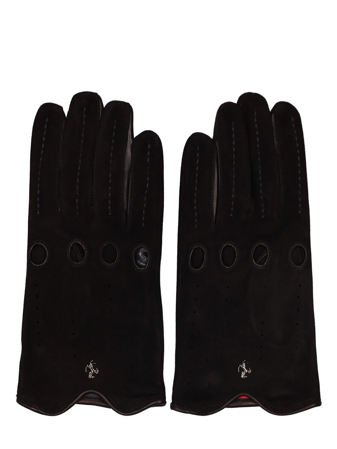 Ferrari Suede & Napa Driving Gloves In Black