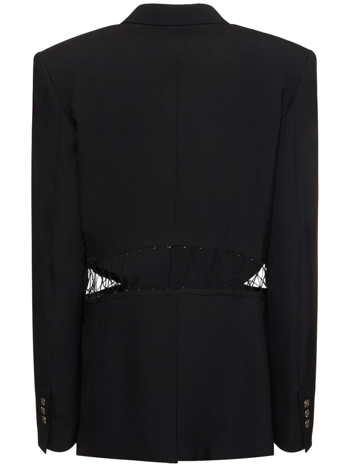 Shop Dion Lee Single Breasted Wool Interlock Jacket In Black