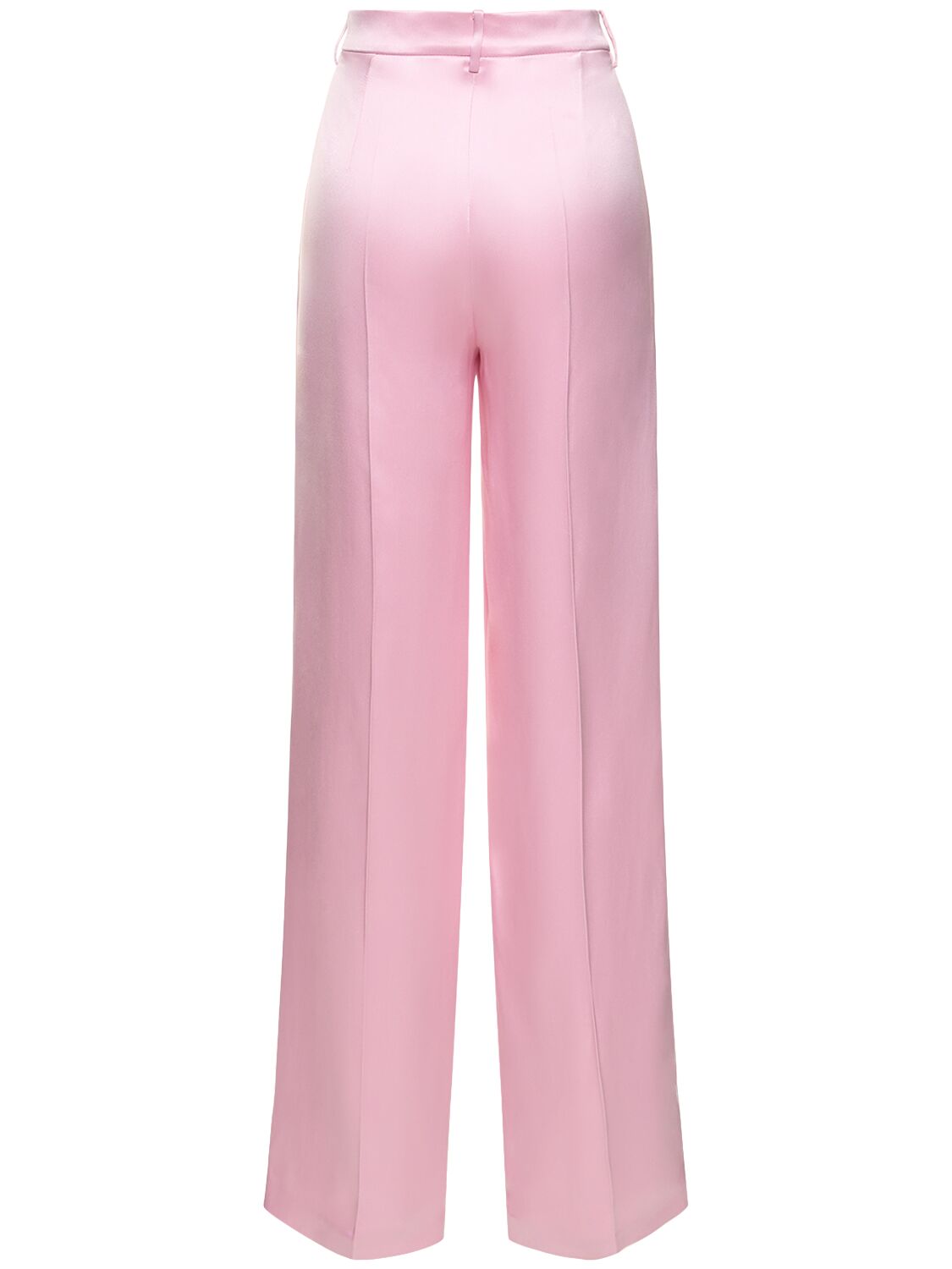 Shop Magda Butrym Silk Satin Mid Rise Straight Pants In Pink