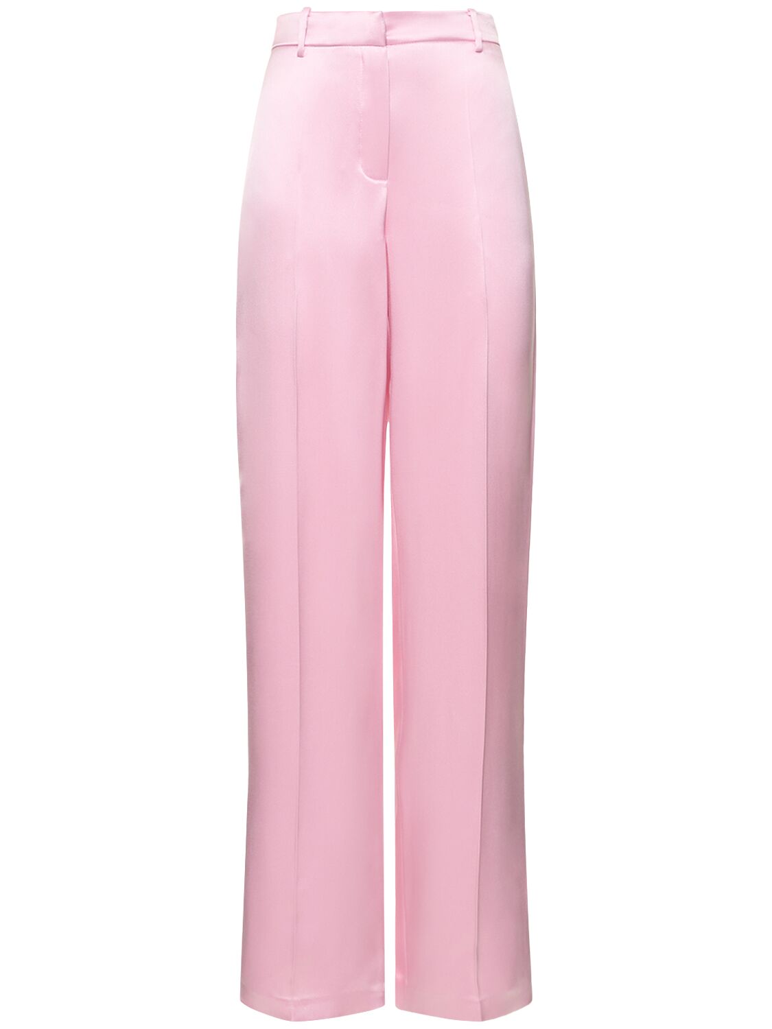 Magda Butrym Silk Satin Mid Rise Straight Pants In Pink