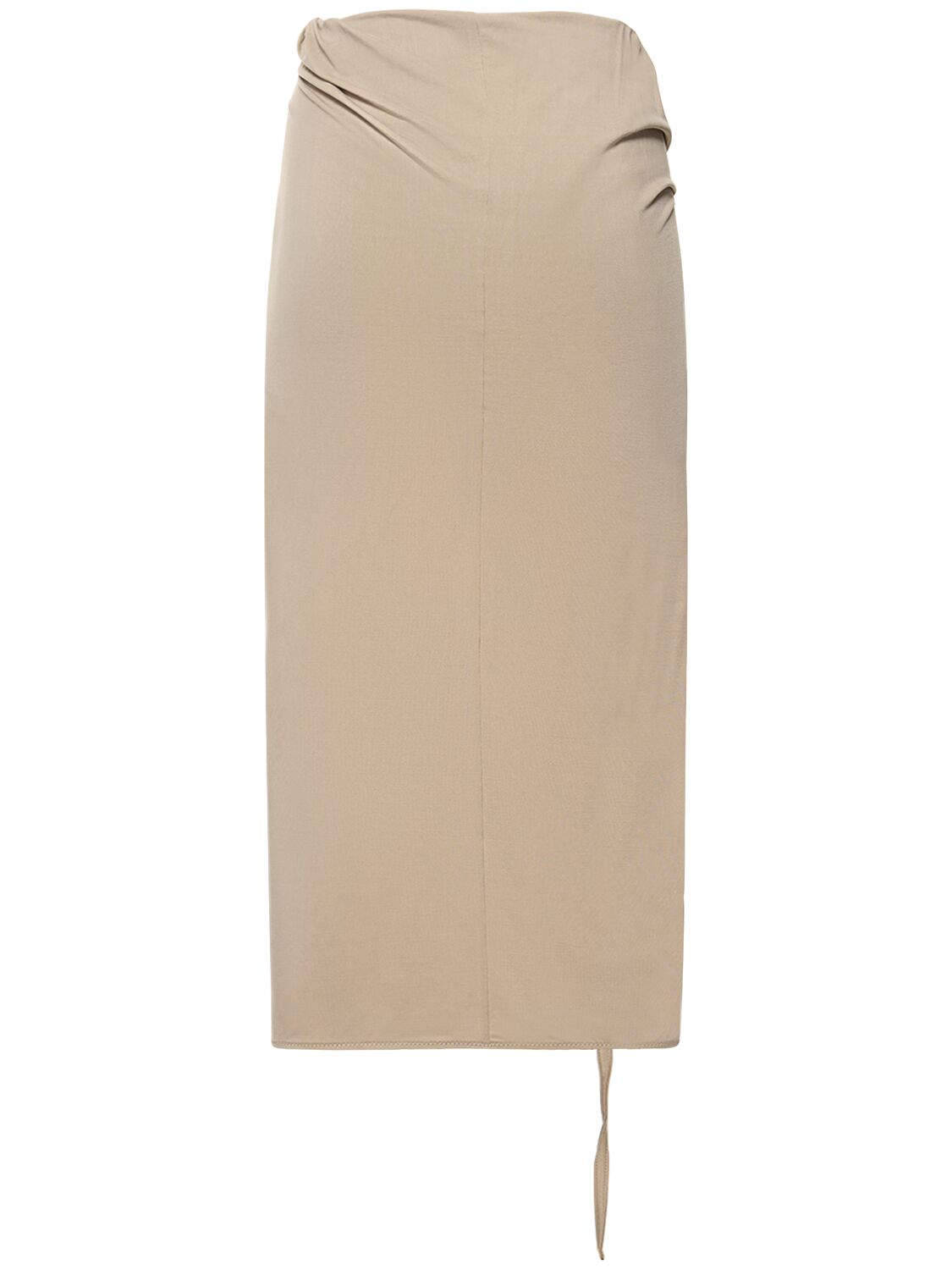 Shop Jacquemus La Jupe Pareo Croissant Cupro Wrap Skirt In Light Khaki