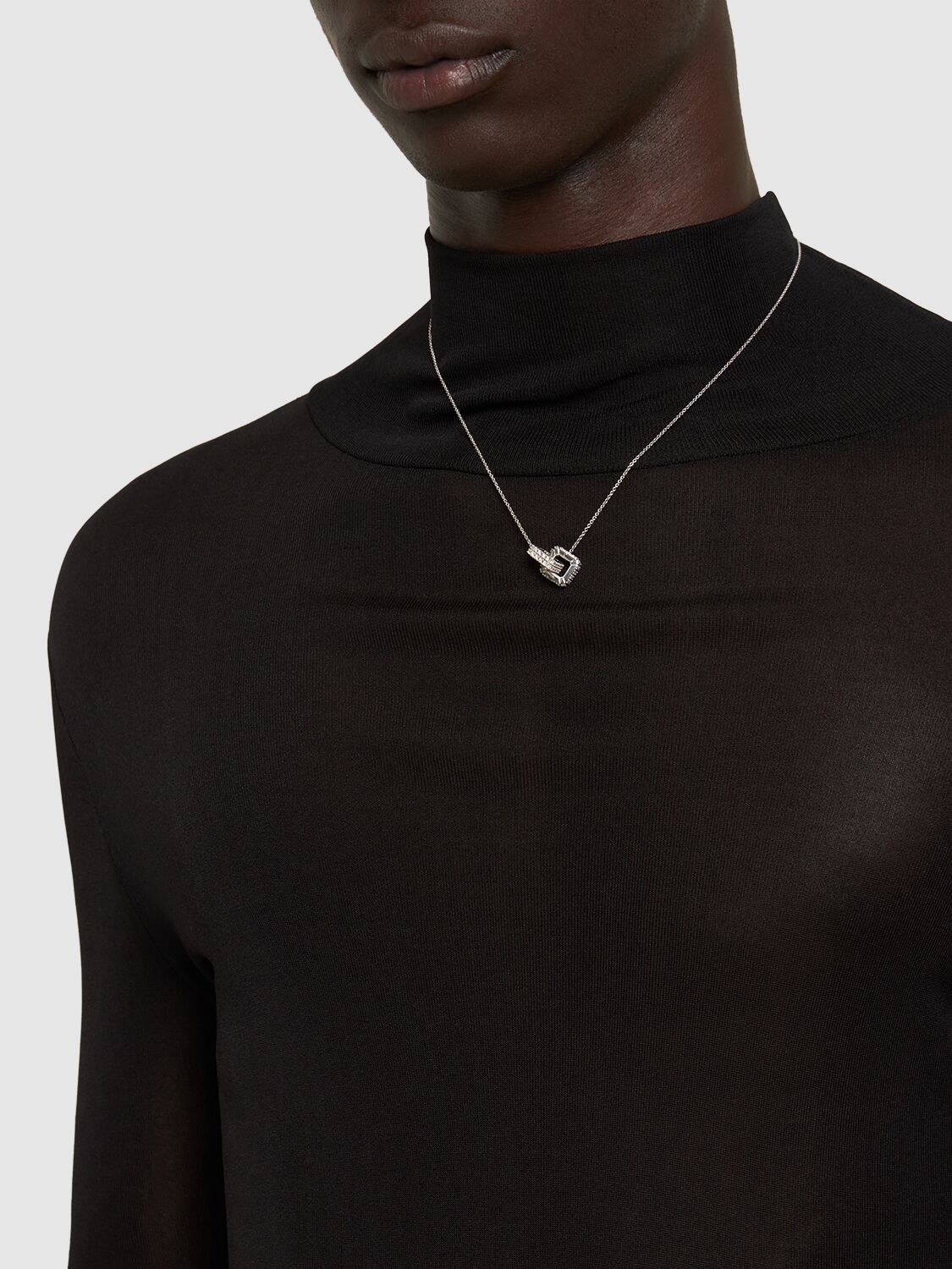 Shop Eéra 18kt Gold & Diamond Double Hug Necklace In Silver