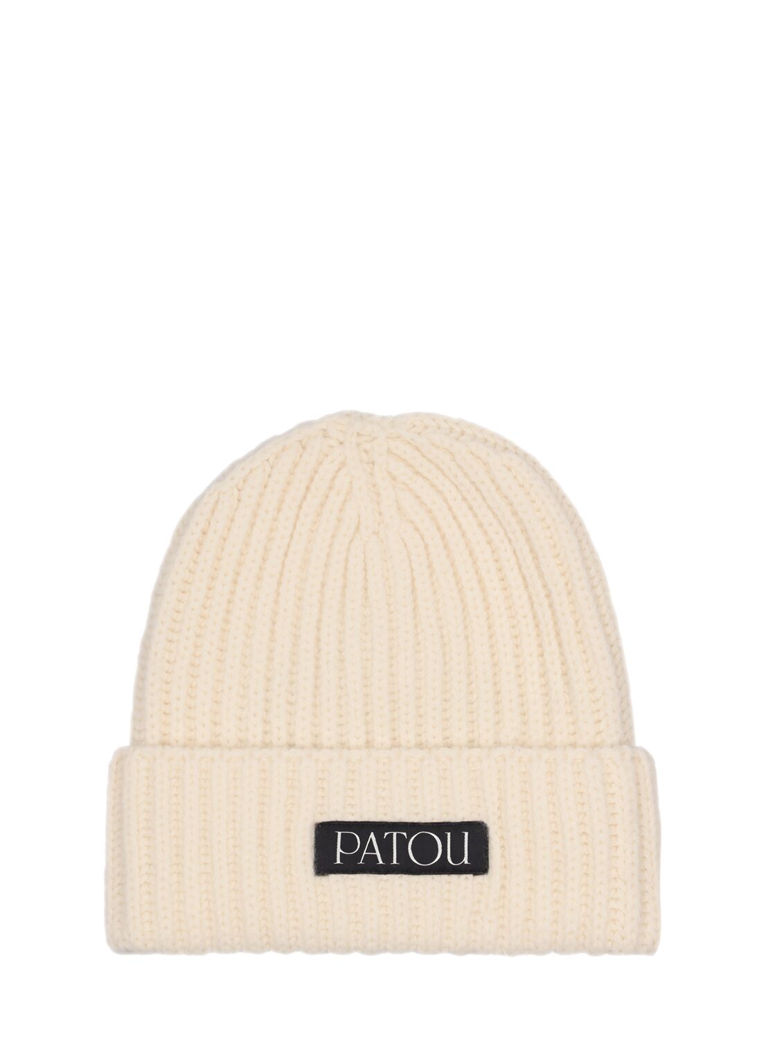 Patou Ribbed Wool & Cashmere Beanie Hat In Neutral