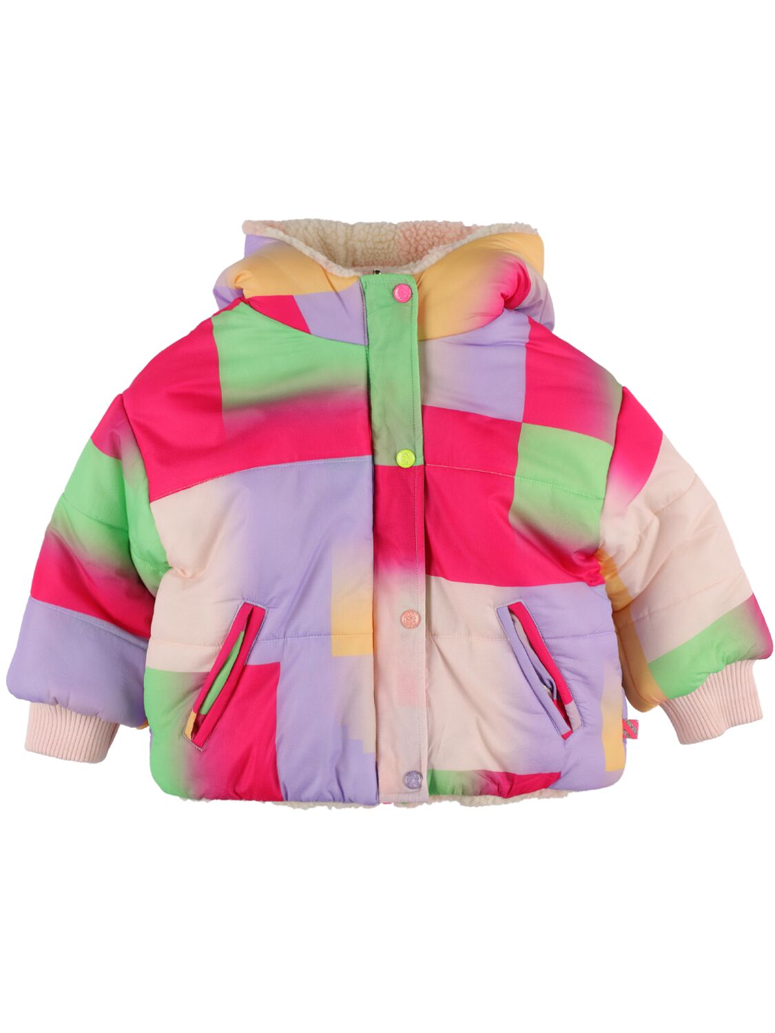 Billieblush Kids' Printed Nylon Puffer Jacket In Multicolor