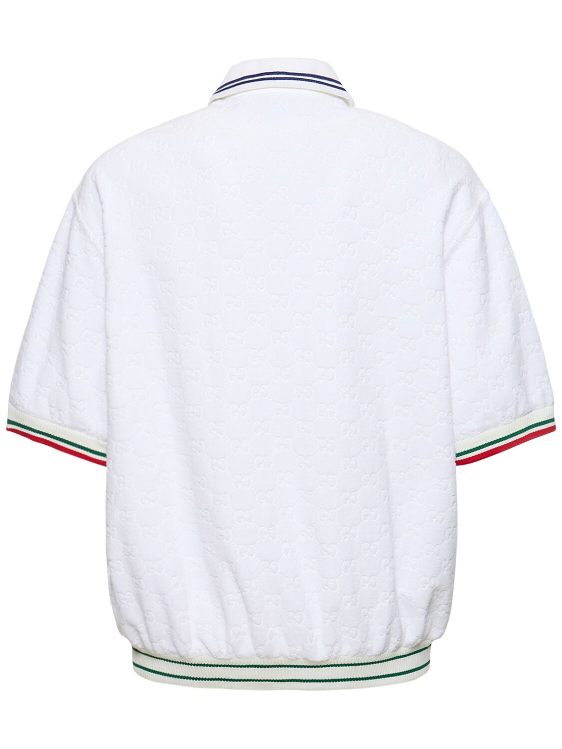 Shop Gucci Gg Sponge Polo Shirt W/ Web Detail In White,multi