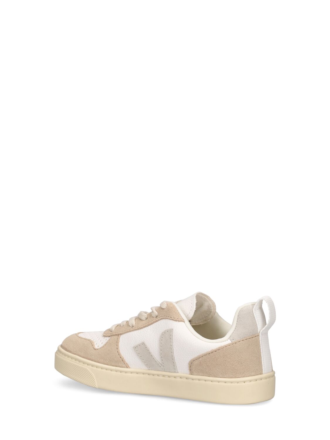 Shop Veja V-10 Chrome-free Leather Sneakers In Off White