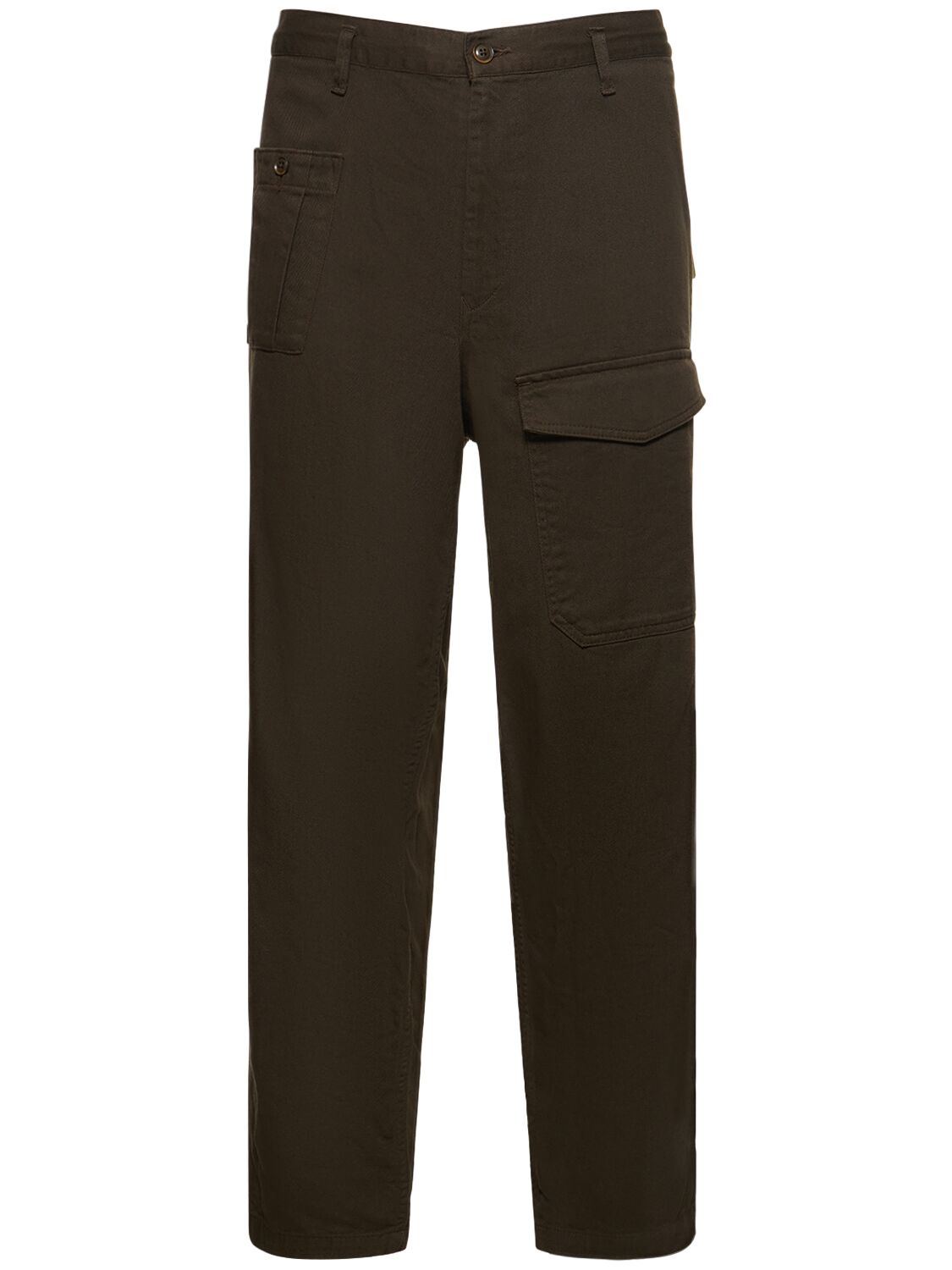 Yohji Yamamoto J-no Tuck Pocket Cotton Drill Pants In Brown
