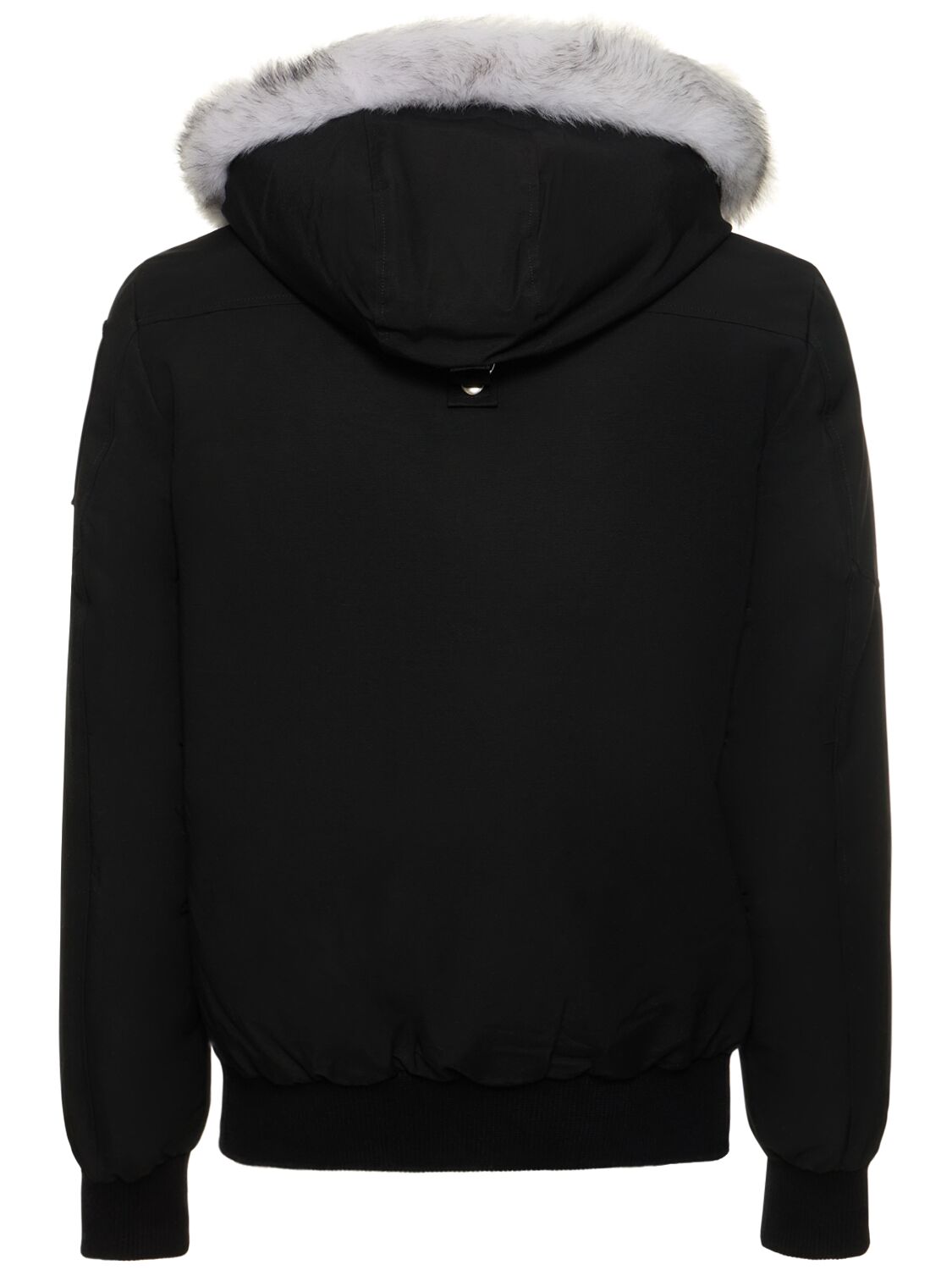 Shop Moose Knuckles Ballistic Cotton Down Bomber W/ Fur Trim In Black,grey