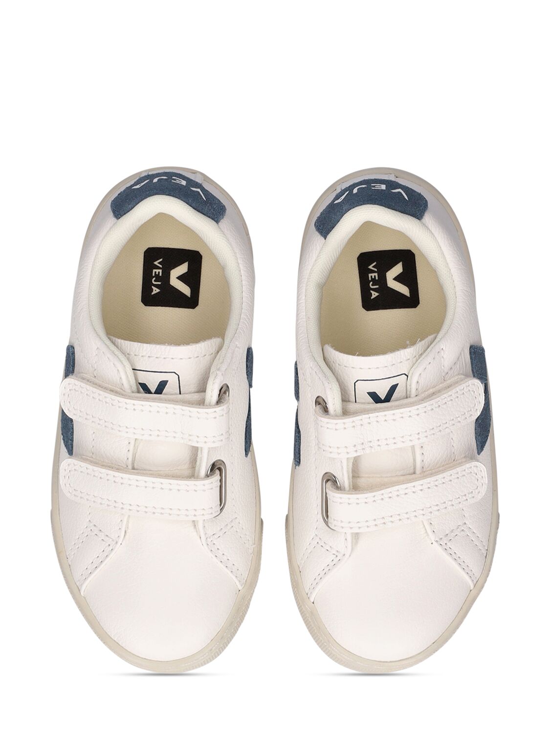 Shop Veja Esplar Chrome-free Leather Strap Sneaker In White,blue