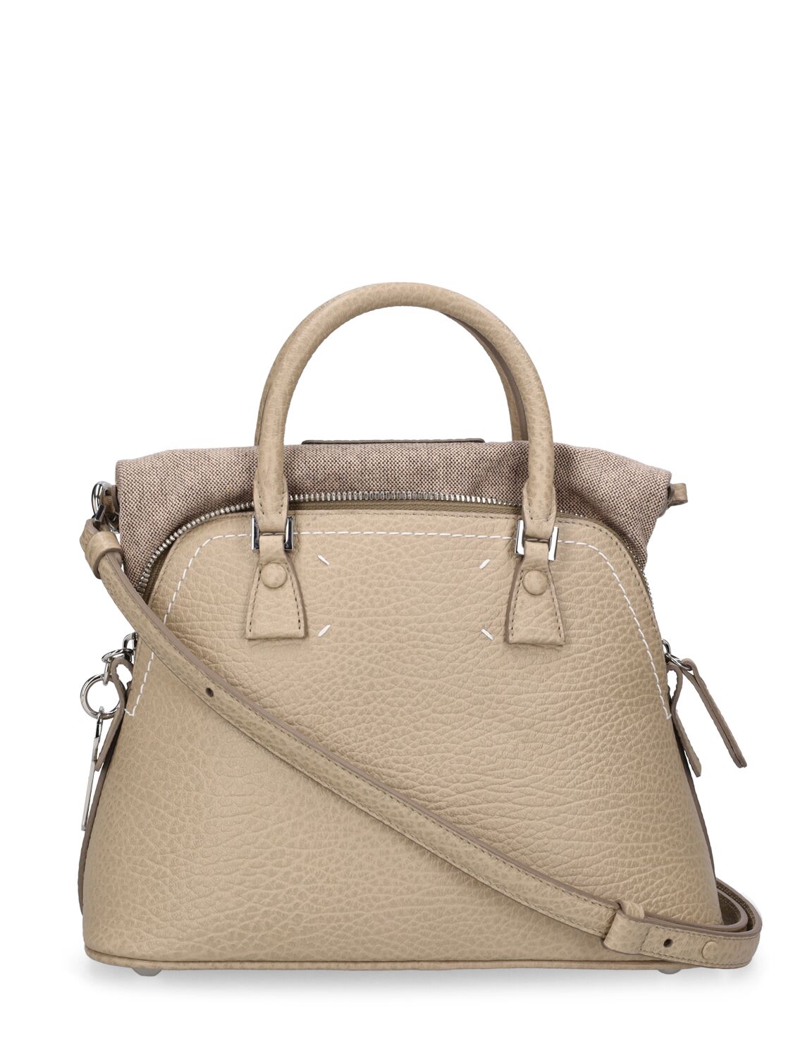 Maison Margiela Mini 5ac Classique Grainy Leather Bag In Bleach