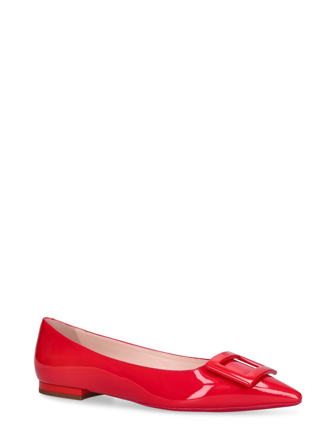 Shop Roger Vivier Lvr Exclusive Gommettine Leather Flats In Red