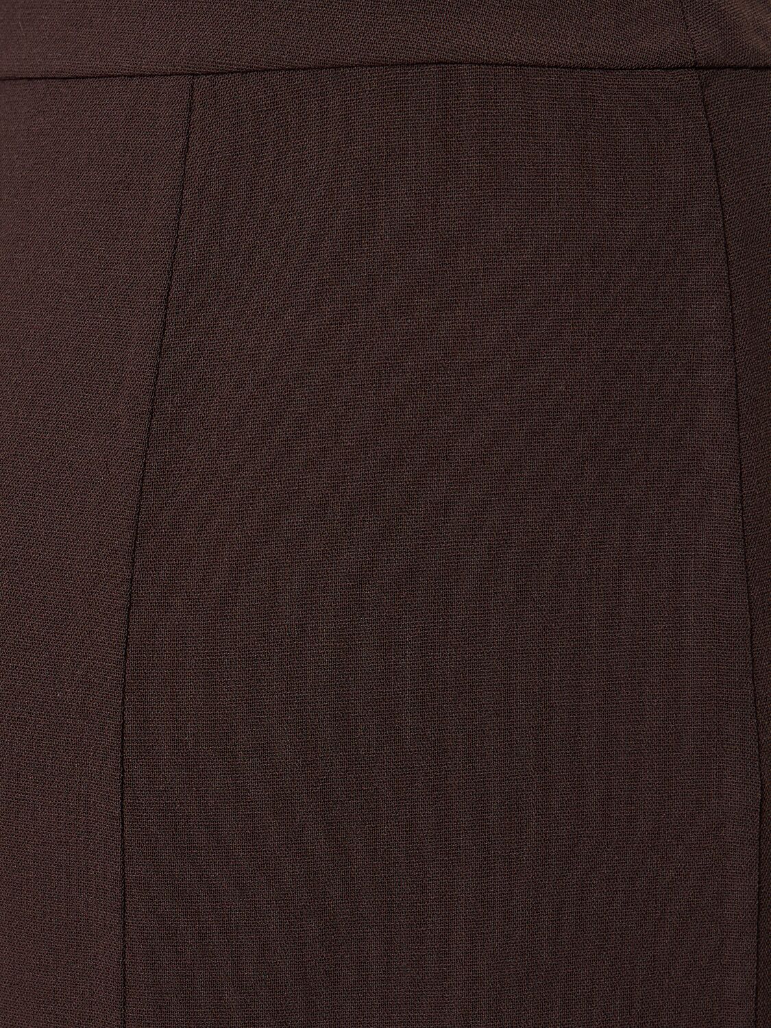 Shop Michael Kors Stretch Wool Crepe Panel Midi Skirt In Chocolate