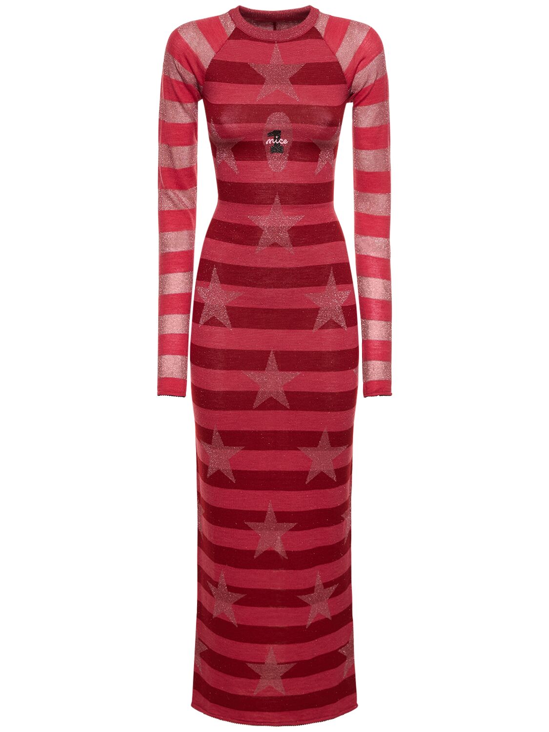 Cormio Knit Embroidered Long Dress In Red