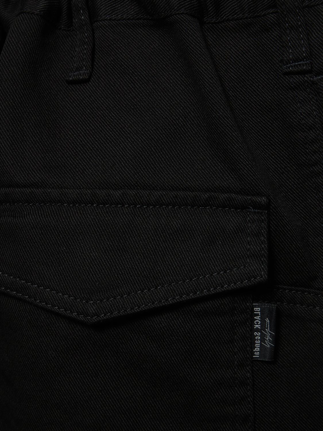 Shop Yohji Yamamoto J-no Tuck Pocket Cotton Drill Pants In Black