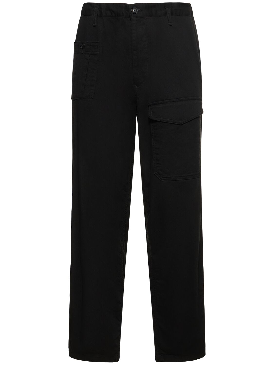 Yohji Yamamoto J-no Tuck Pocket Cotton Drill Pants In Black