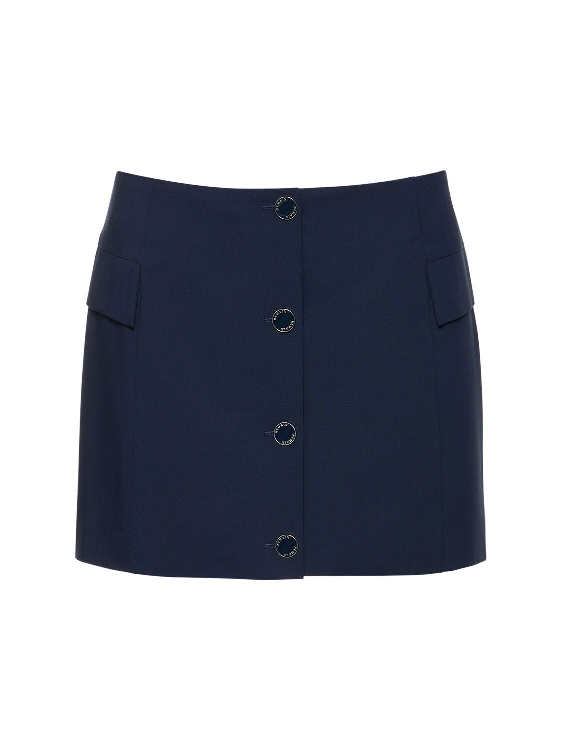 Remain Buttoned Viscose Blend Mini Skirt In Blue