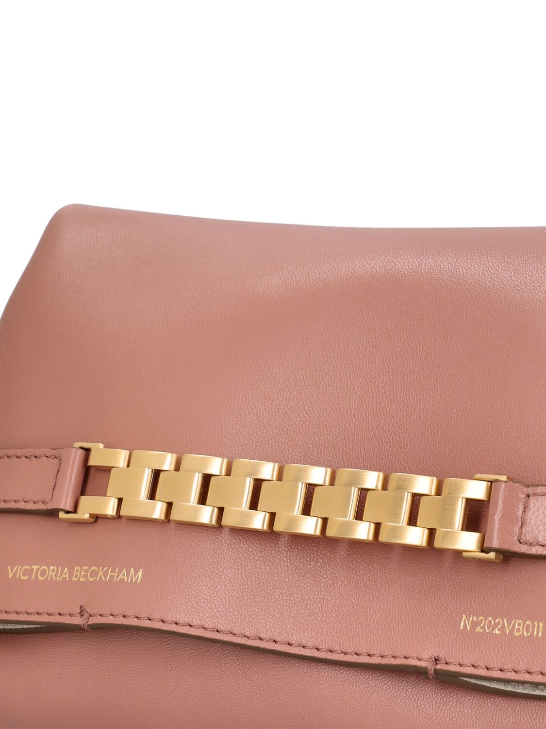 Shop Victoria Beckham Mini Leather Pouch W/strap In Truffle