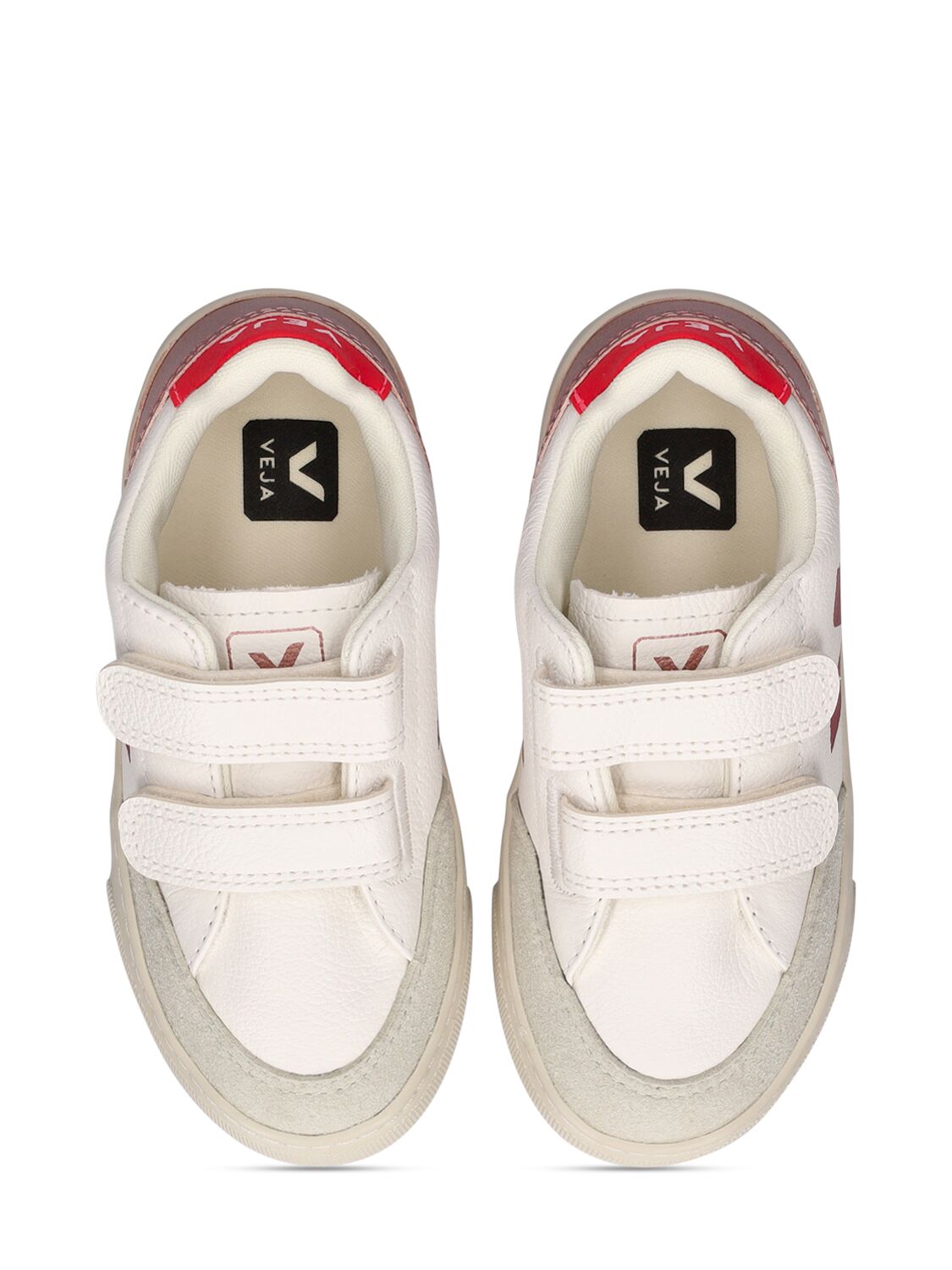 Shop Veja V-12 Chrome-free Leather Strap Sneakers In White,multi