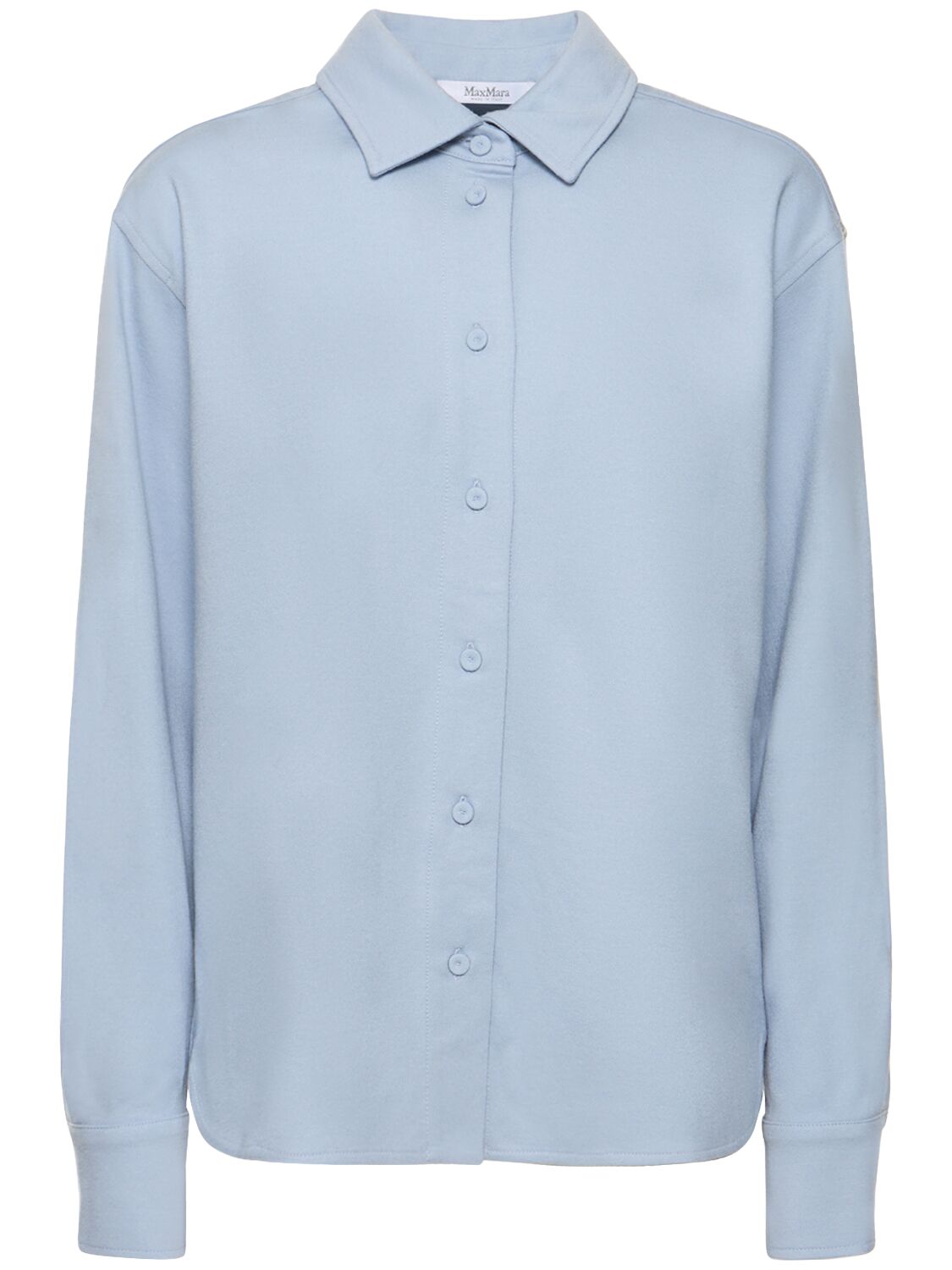 Max Mara Gilles Wool Jersey Overshirt In Light Blue