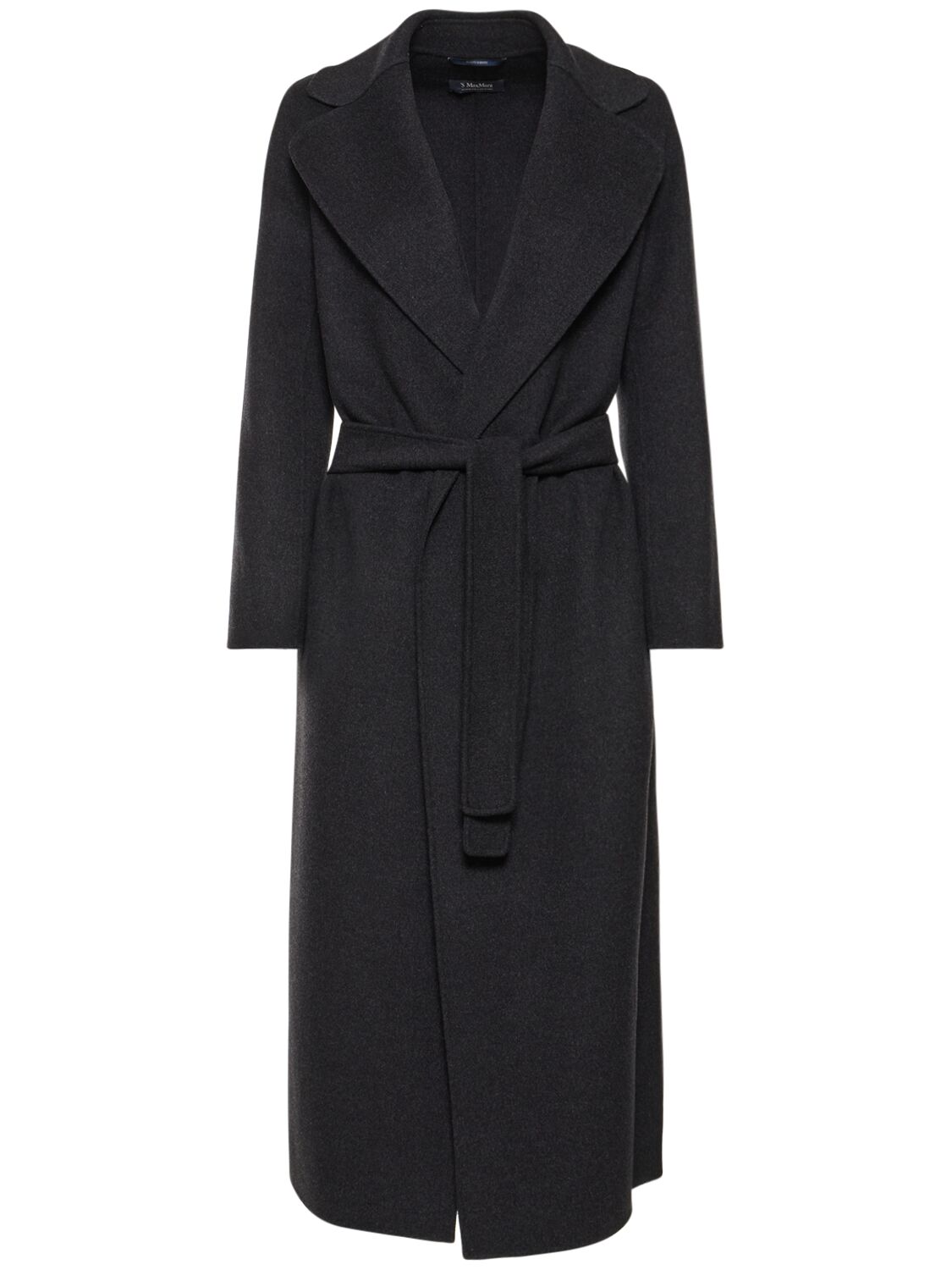 Shop 's Max Mara Poldo Double Wool Drap Belted Coat In Dark Grey