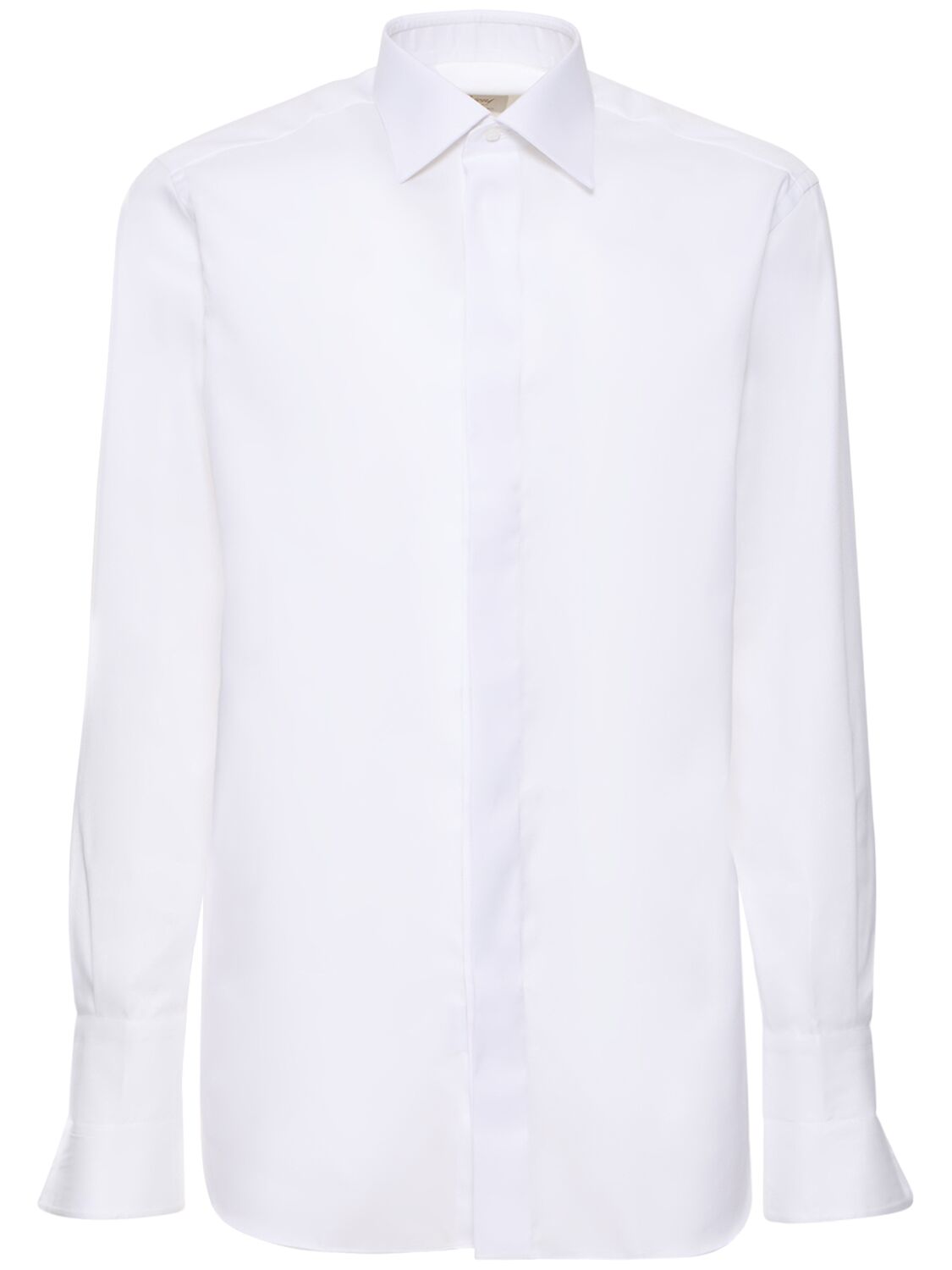 Brioni Cotton Twill Formal Shirt In White