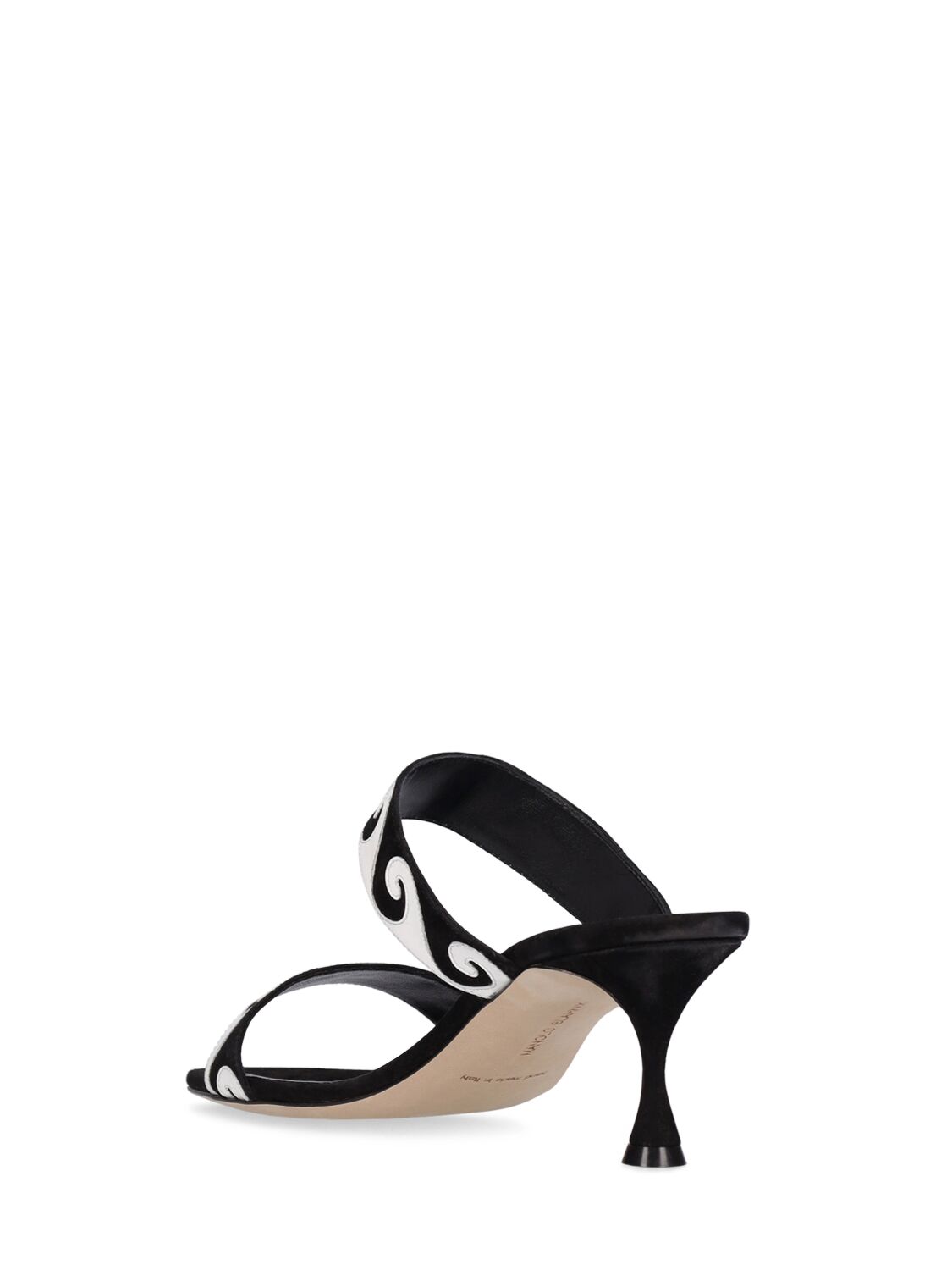 Shop Manolo Blahnik 50mm Bemusa Suede Sandals In Black,white