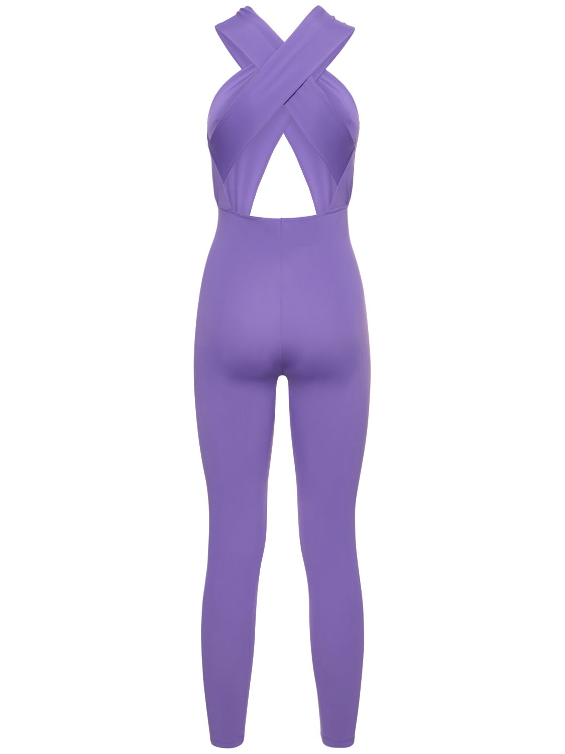 Shop The Andamane Hola Halter Neck Matte Lycra Jumpsuit In Purple