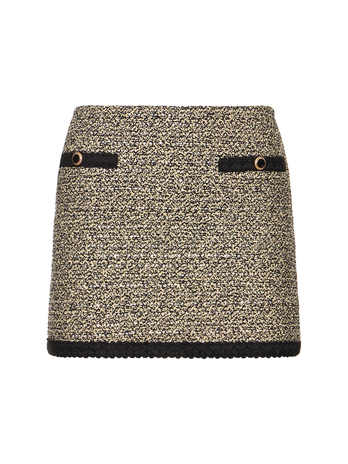 ALESSANDRA RICH LOW WAIST SEQUINED TWEED MINI SKIRT