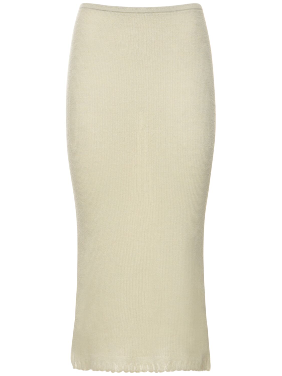 Guest In Residence Lvr Exclusive Cashmere Midi Skirt In Pebble,white