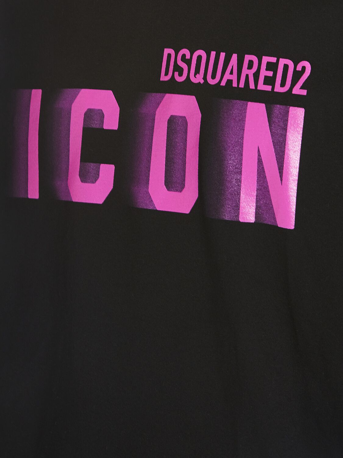 Shop Dsquared2 Icon Printed Cotton T-shirt In Black,fuchsia