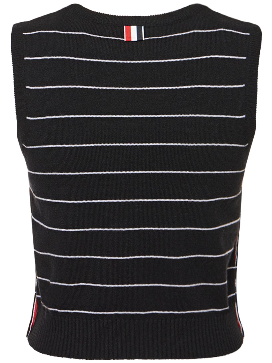 Shop Thom Browne Pinstripe Cashmere Knit Cropped Vest In Black,white