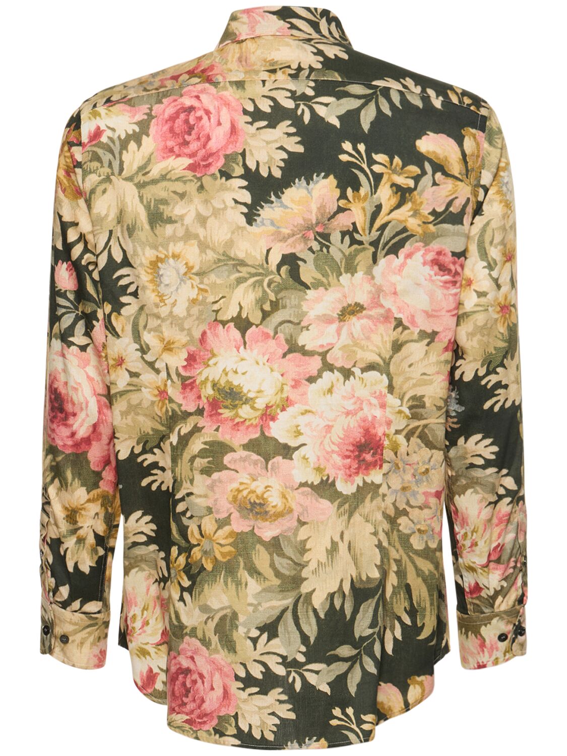 Shop Etro Floral Printed Cotton Shirt In Green