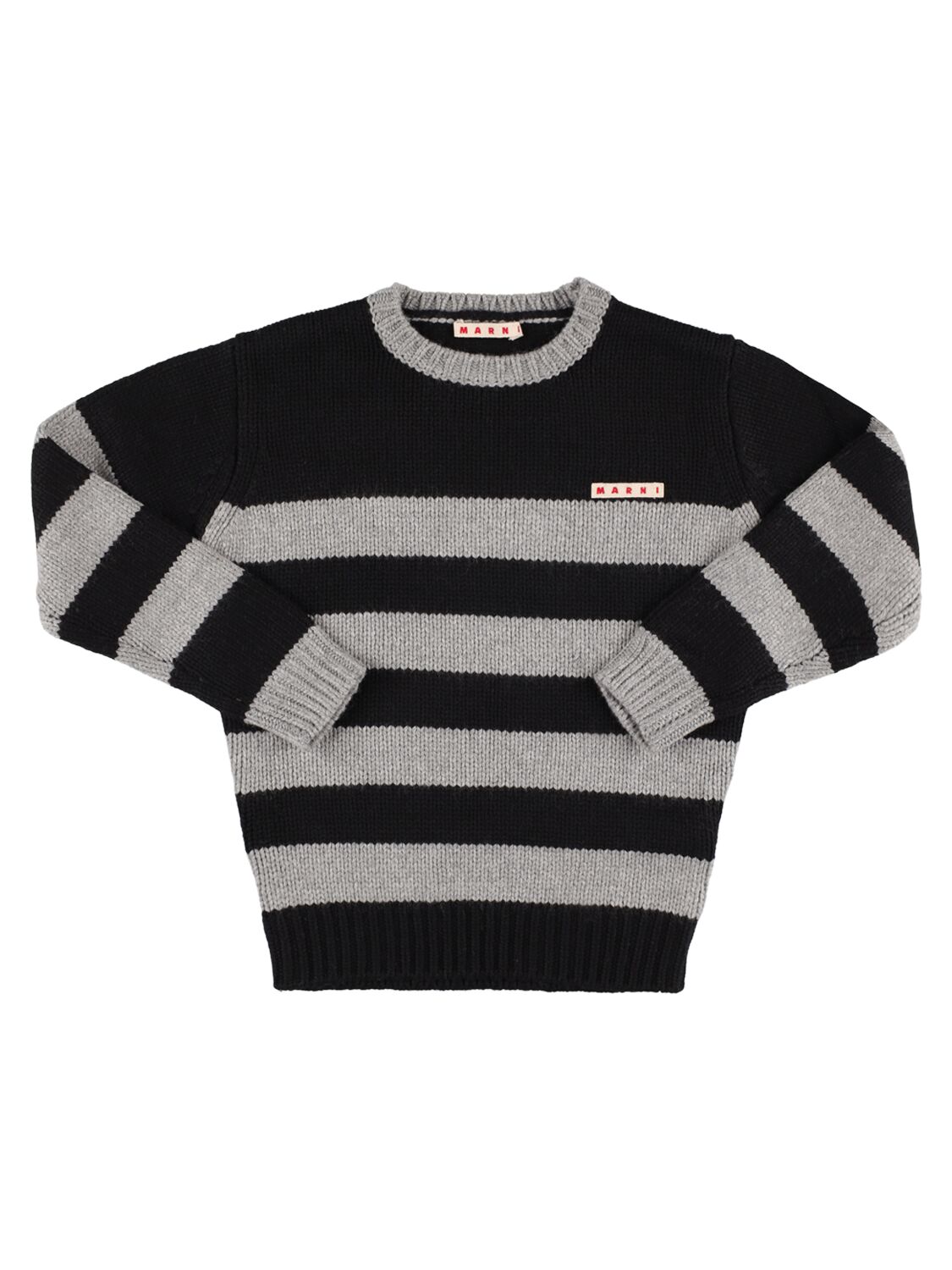 Marni Junior Kids' Striped Viscose Blend Sweater In Black,grey