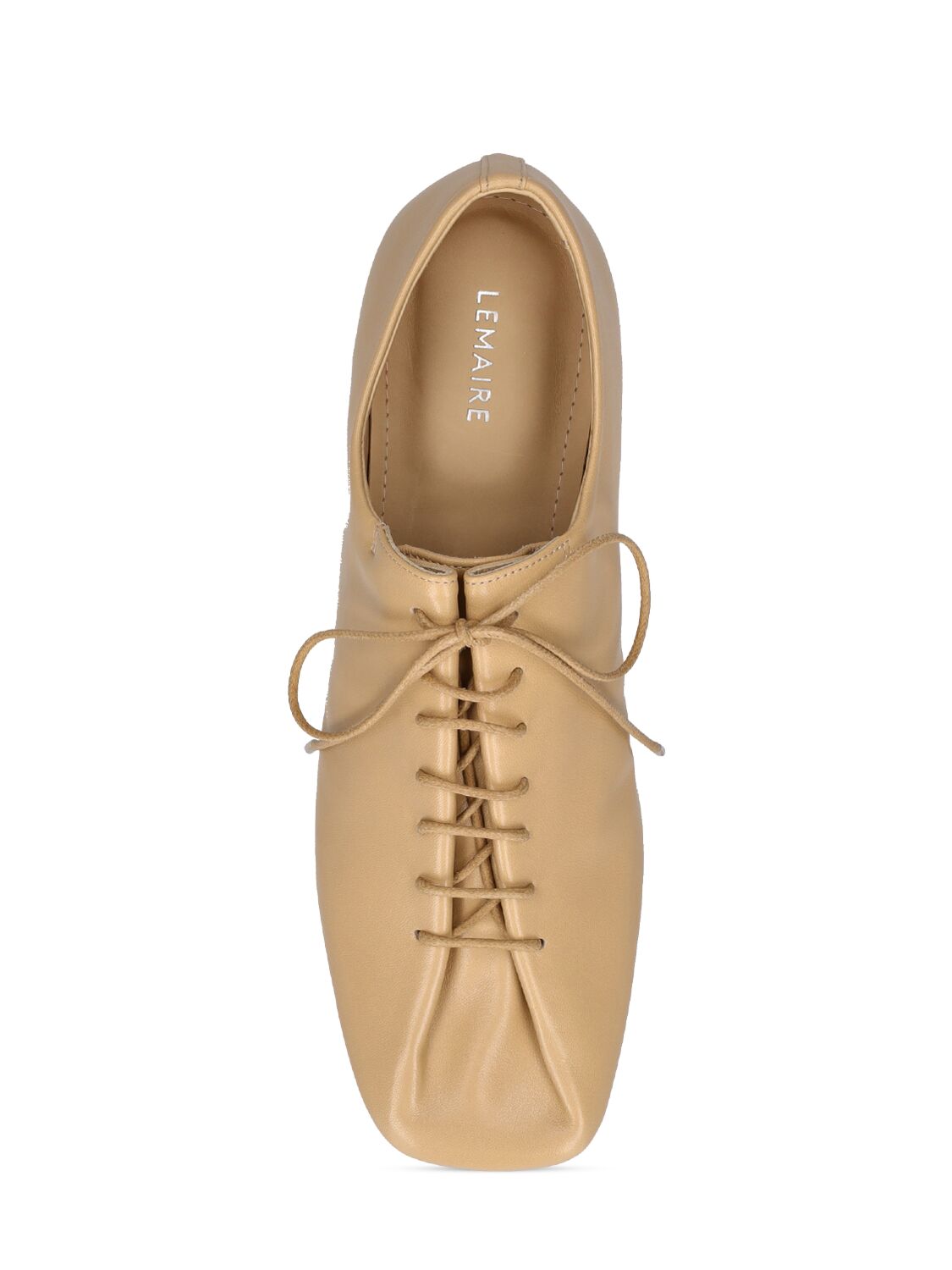 Shop Lemaire 10mm Souris Leather Lace-up Shoes In Seashell Beige