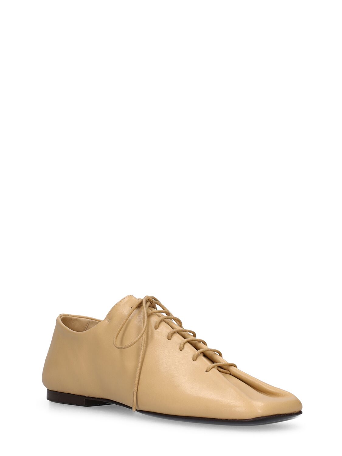 Shop Lemaire 10mm Souris Leather Lace-up Shoes In Seashell Beige