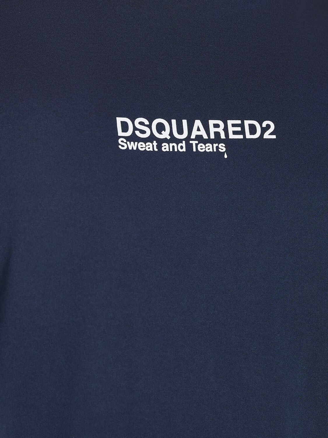 Shop Dsquared2 Logo Printed Cotton Jersey T-shirt In Dunkelblau