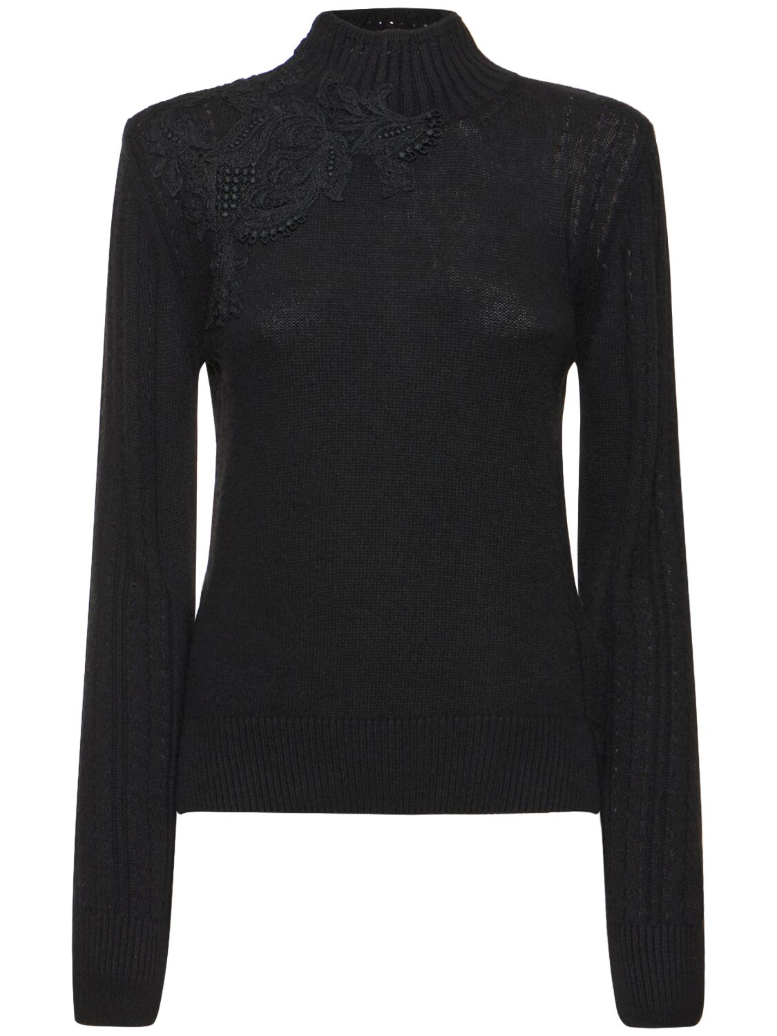 Embroidered Knit Long Sleeve Sweater – WOMEN > CLOTHING > KNITWEAR