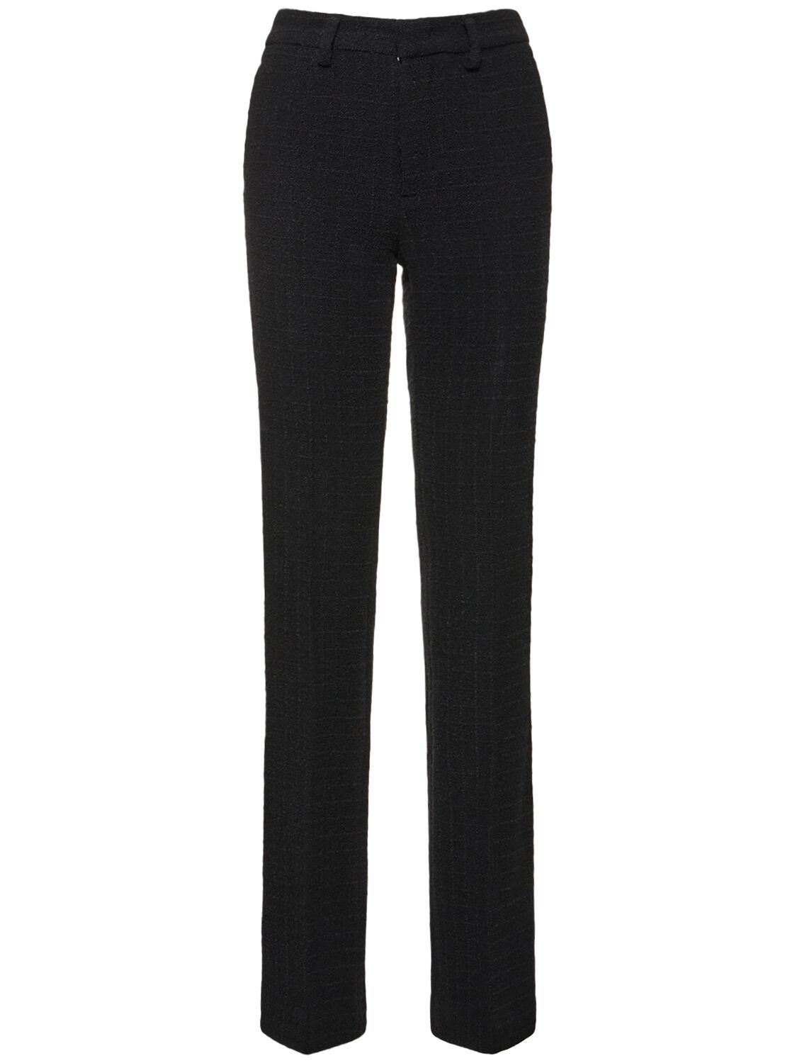 Alessandra Rich Tweed Bouclé Straight Pants In Black