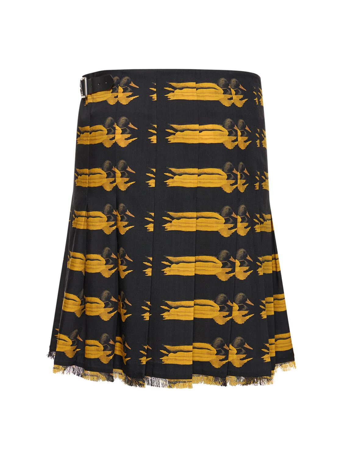 Shop Burberry Duck Wool Knit Midi Kilt In Yellow,black