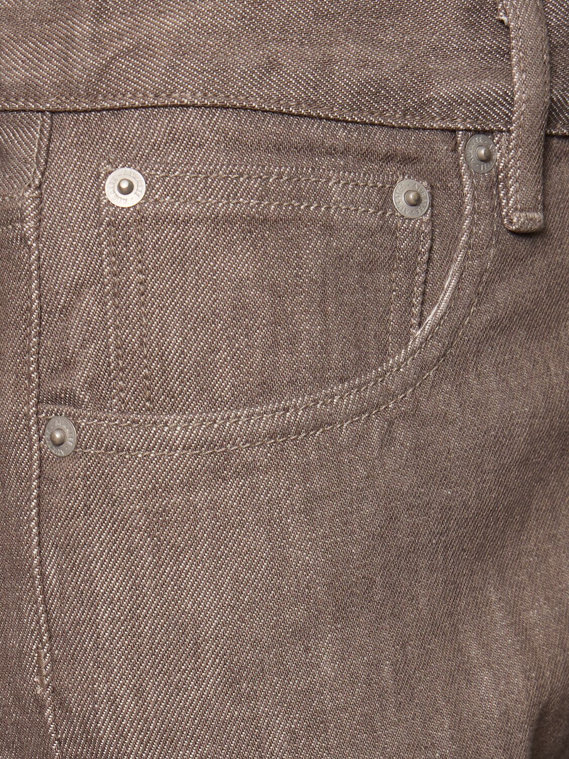 Shop Auralee Hard Twist Cotton Denim Pants In Brown