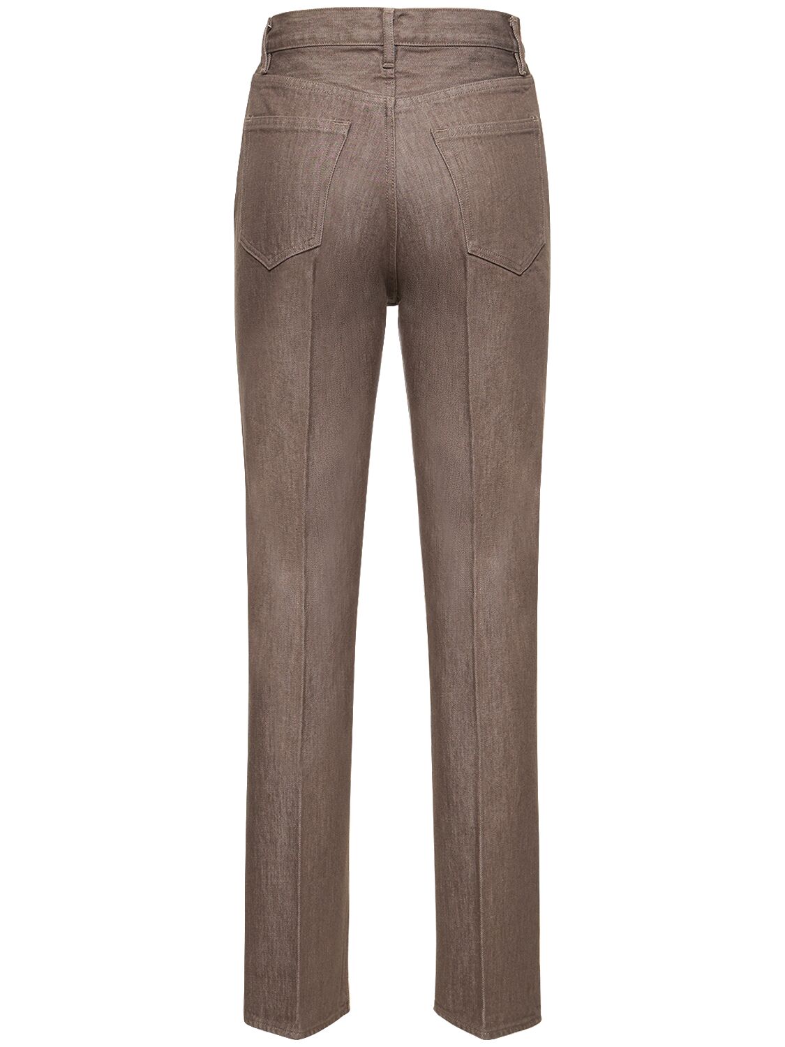 Shop Auralee Hard Twist Cotton Denim Pants In Brown