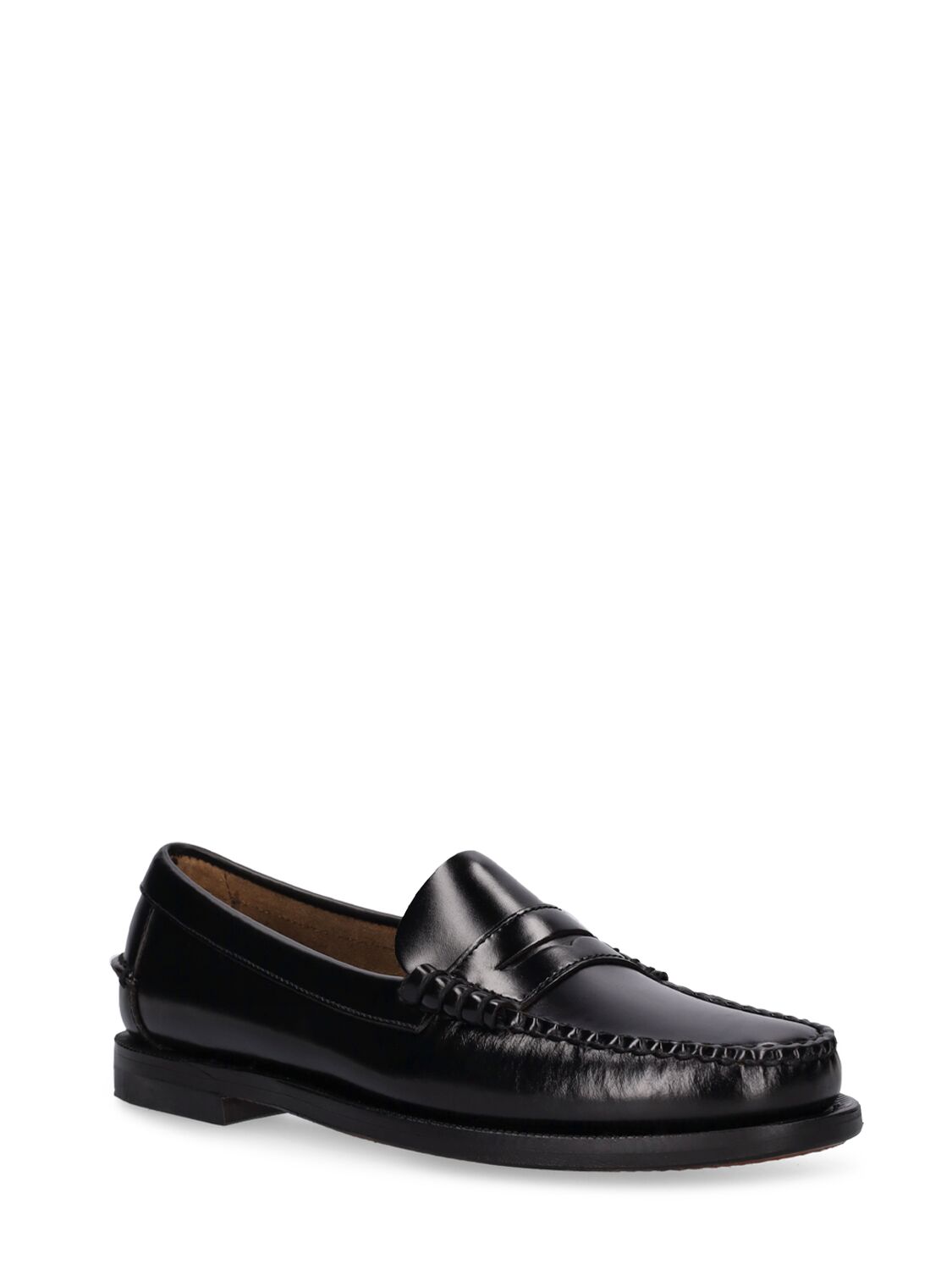 Shop Sebago 20mm Classic Dan Smooth Leather Loafers In Black