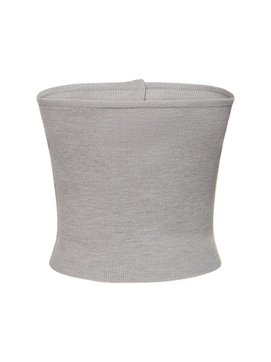 Shop Auralee Super Fine Wool Rib Knit Band Top In Light Grey