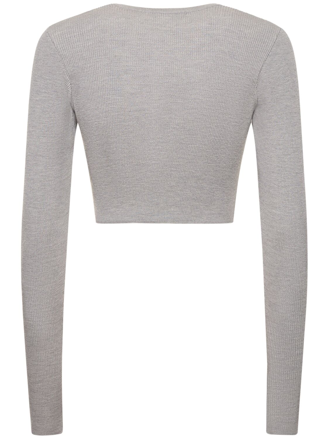Shop Auralee Super Fine Wool Rib Knit Short Cardigan In Light Grey