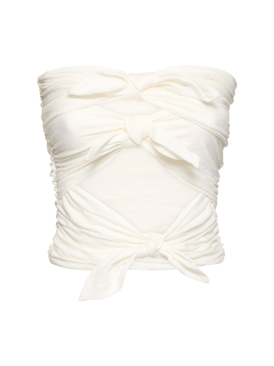 Interior The Alexi Self-tie Strapless Viscose Top In Ivory