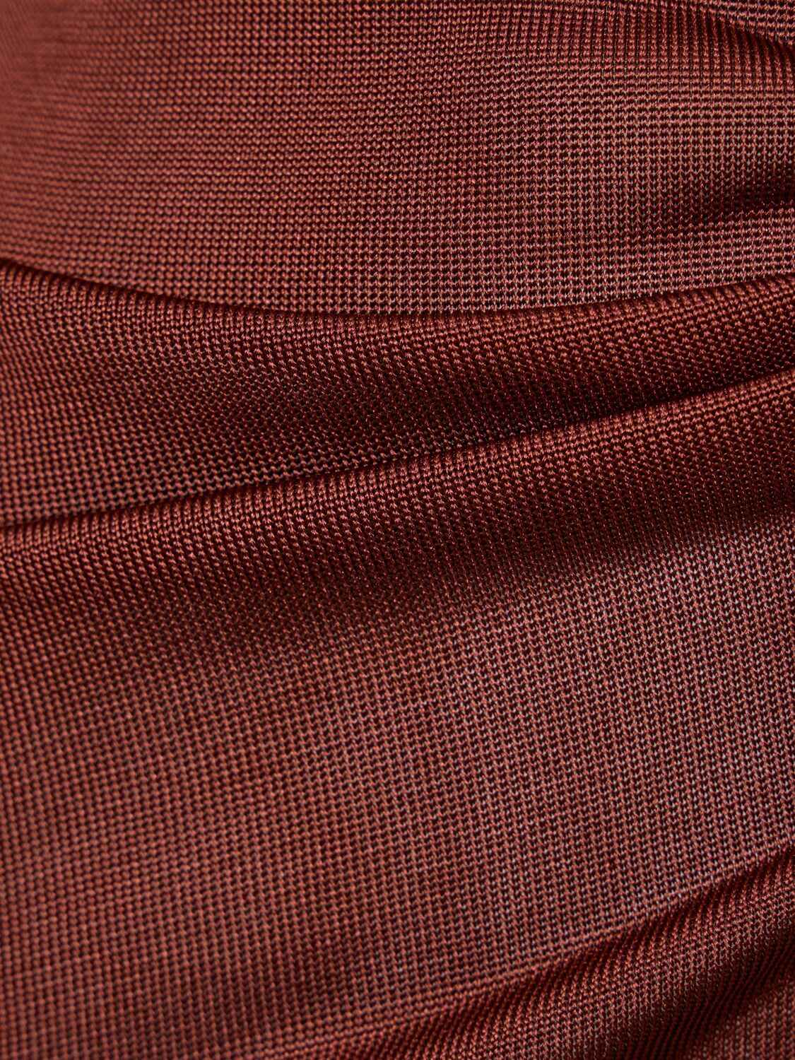Shop Nili Lotan Caper Knitted Silk Long Sleeve Dress In Brown