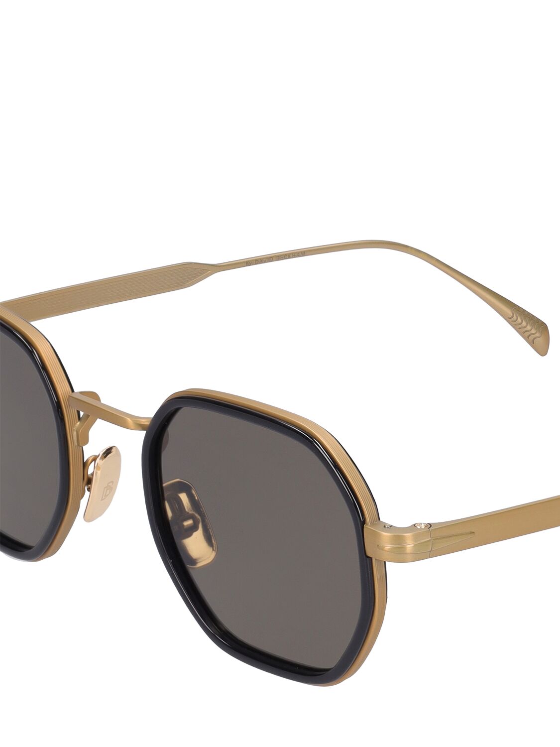 Shop Db Eyewear By David Beckham Db Geometrical Titanium Sunglasses In Gold,black
