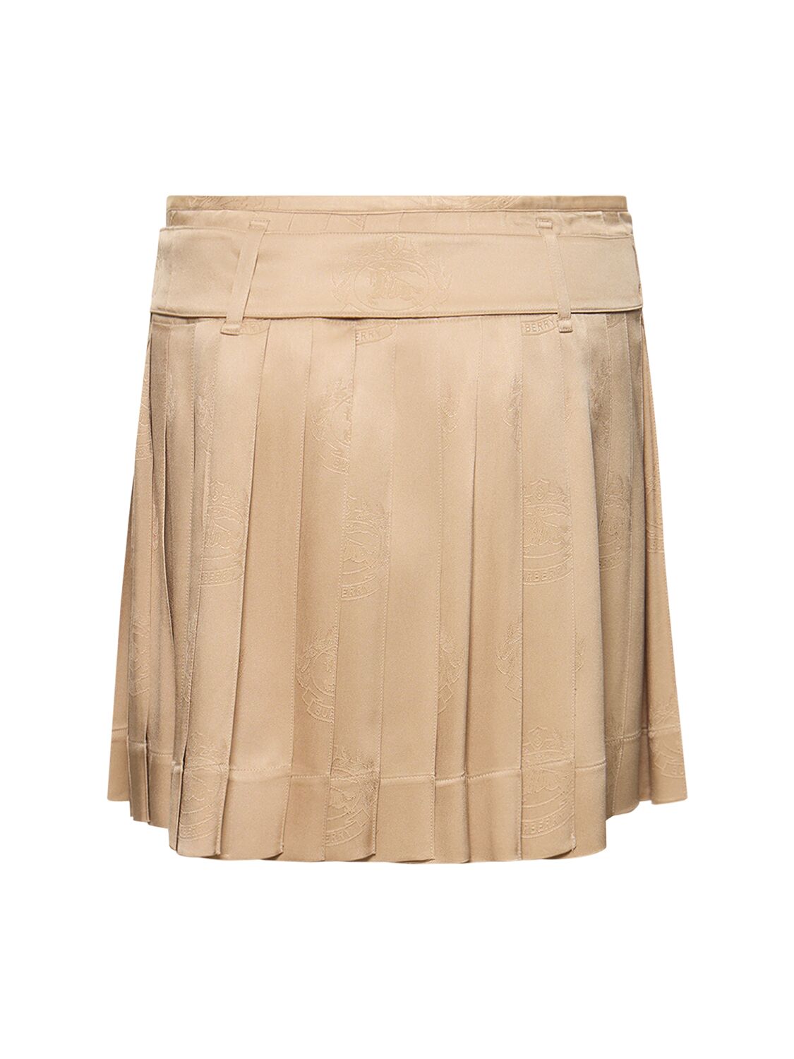 Shop Burberry Petula Silk Twill Mini Kilt Skirt In Soft Fawn